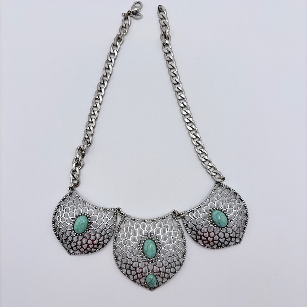 Express Silver Necklace with Turquoise Accents
